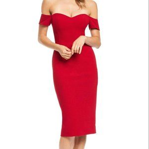 RED SZ SMALL Dress the Population off the shoulder Bailey dress